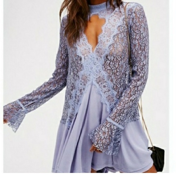 Free People Tops - Free People Lilac Sheer Lace Tunic Secret Origins